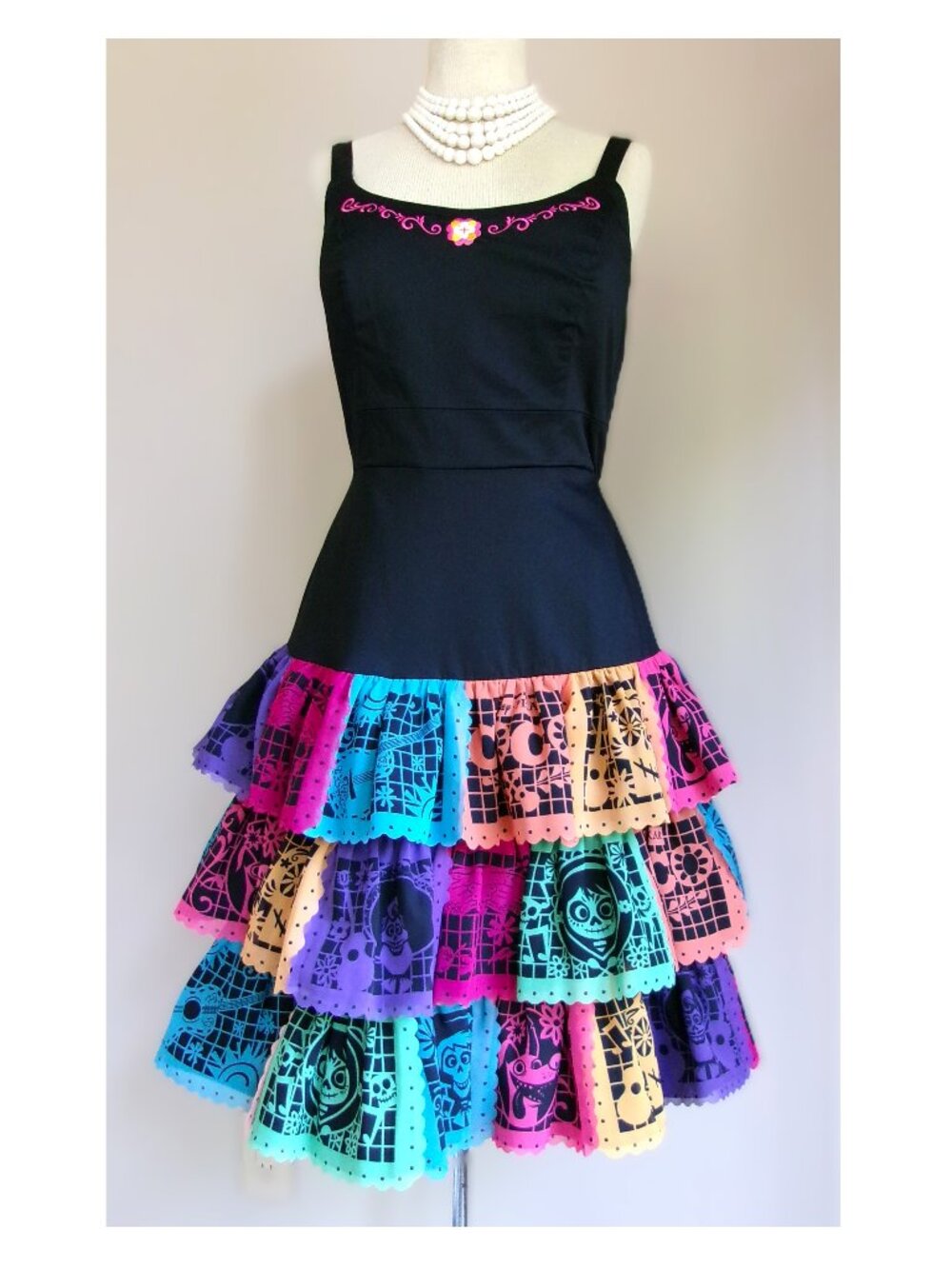 NWT Disney Pixar Coco Dress Shop Black Multi Dia De Muertos Large L Halloween